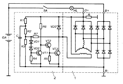 Схема реле-регулятора генератора